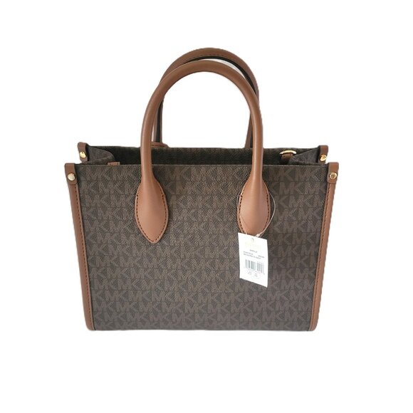 Michael Kors Mirella Small Shopper Top Zip Crossbody Handbag Brown MK Logo - Picture 4 of 7